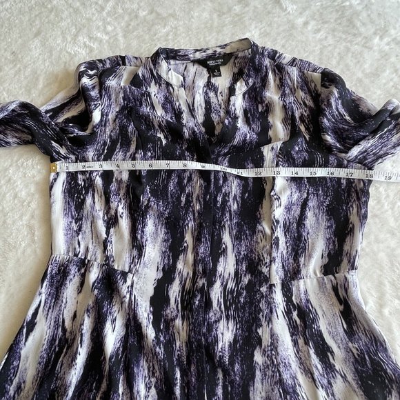 Simply Vera Wang Tie Dye Abstract Print Blouse Womens S Purple Handkerchief Hem - Picture 6 of 12